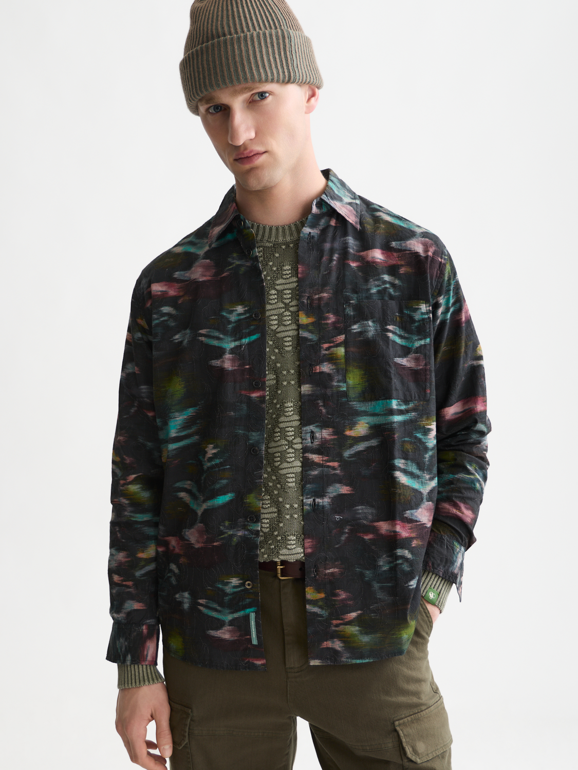 Embroidered Printed Cotton Relaxed Shirt