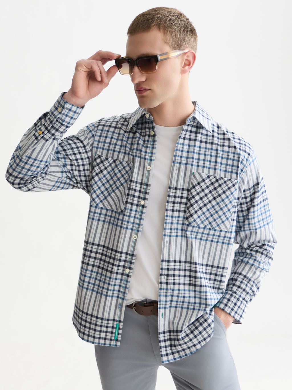 Cotton Flannel Check Relaxed Shirt