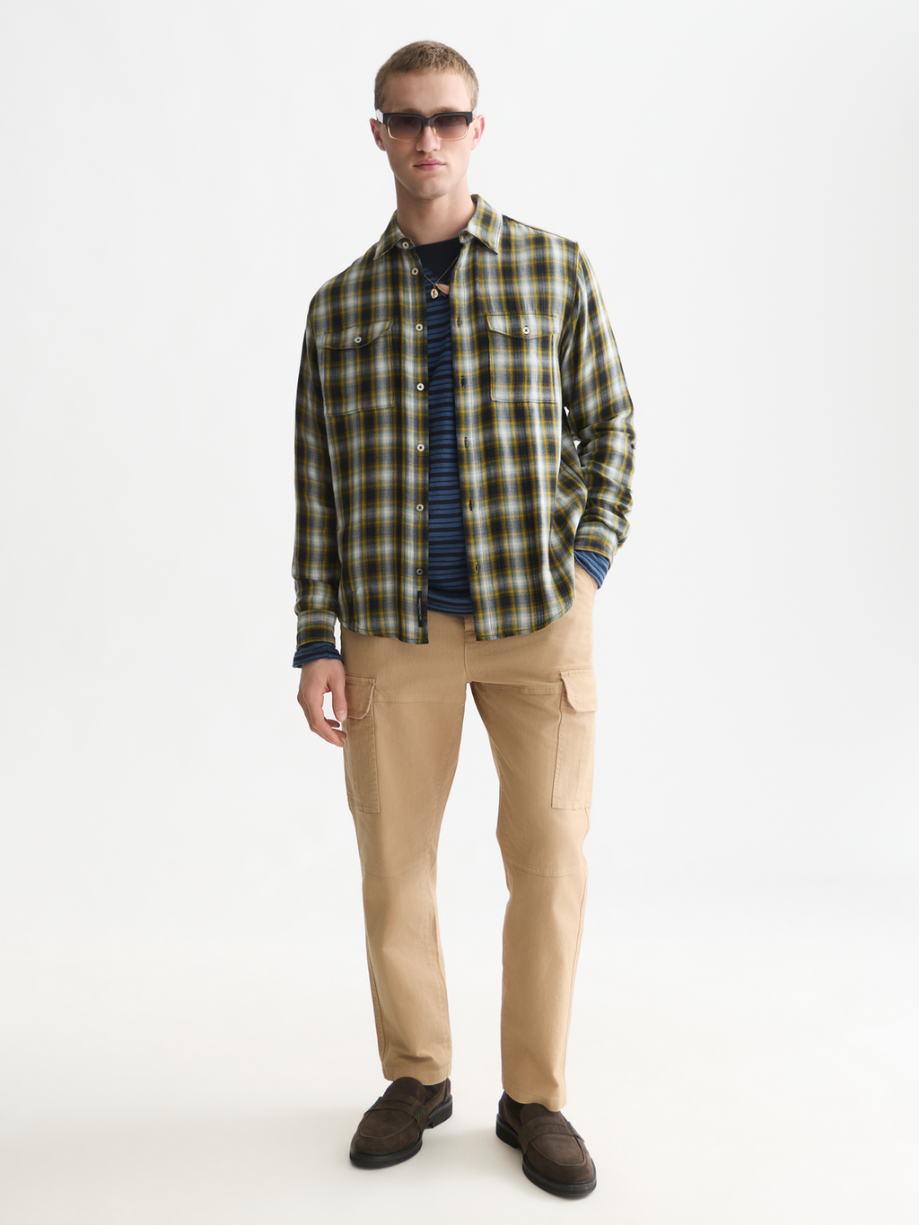 Double-Faced Cotton Check Relaxed Shirt