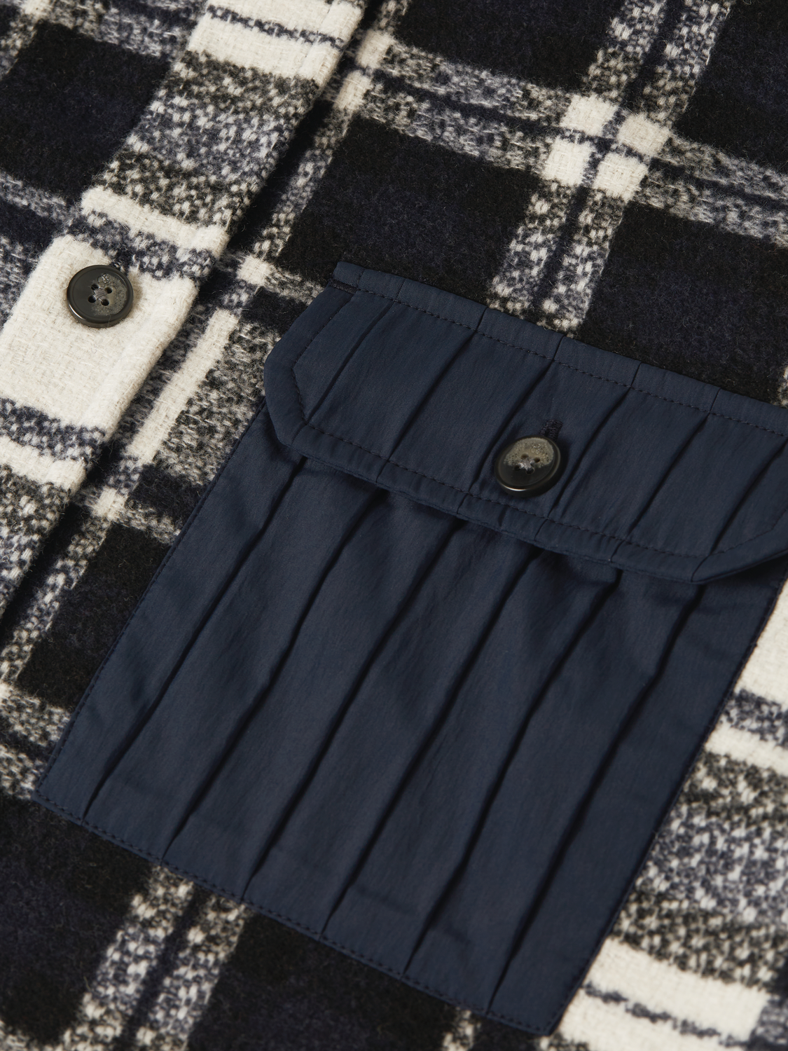 Patchwork Wool-Blend Relaxed Overshirt