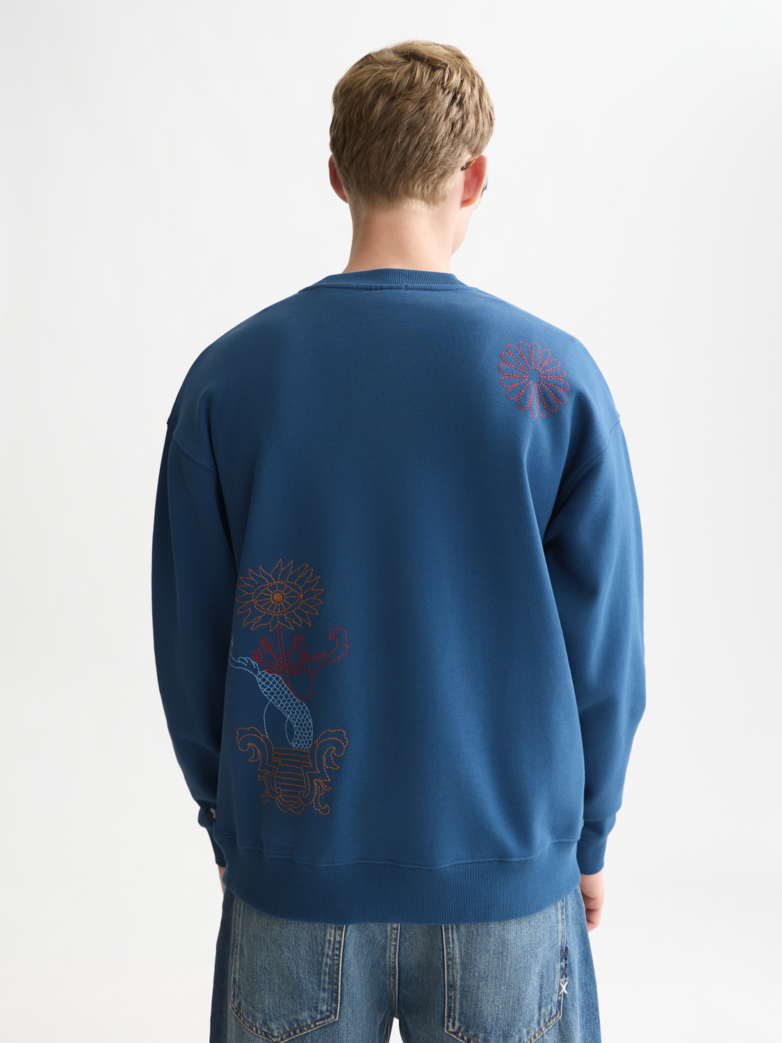 Embroidered Artwork Cotton Relaxed Sweatshirt