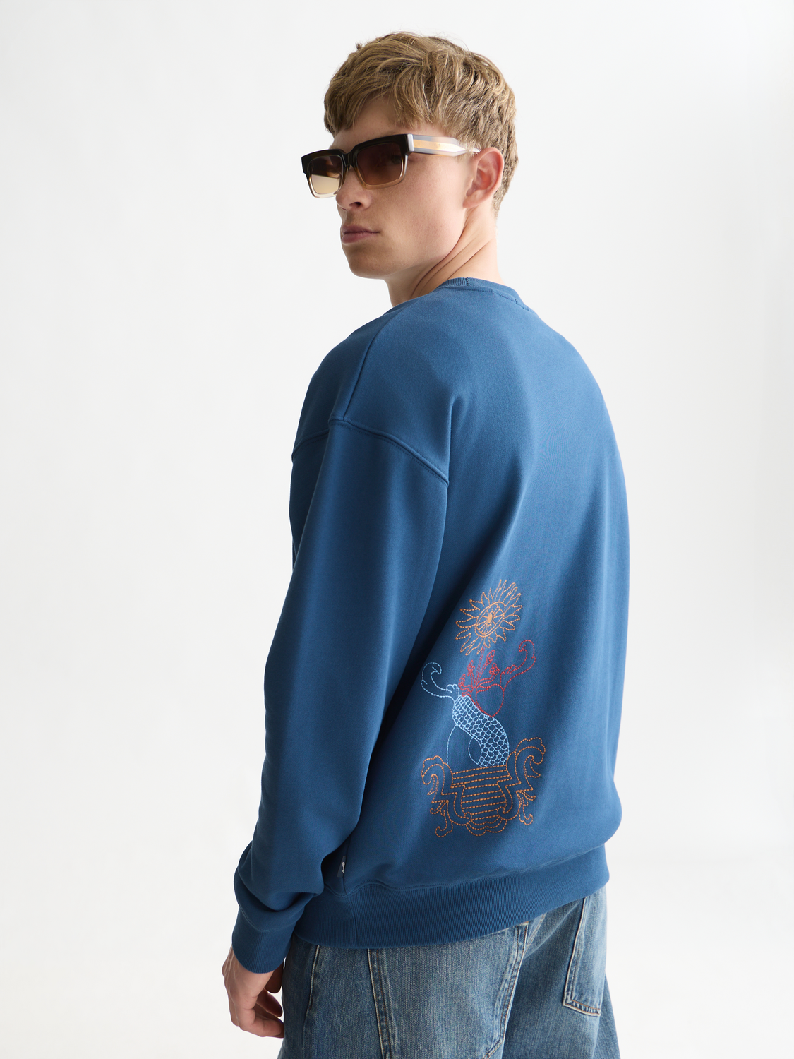 Embroidered Artwork Cotton Relaxed Sweatshirt