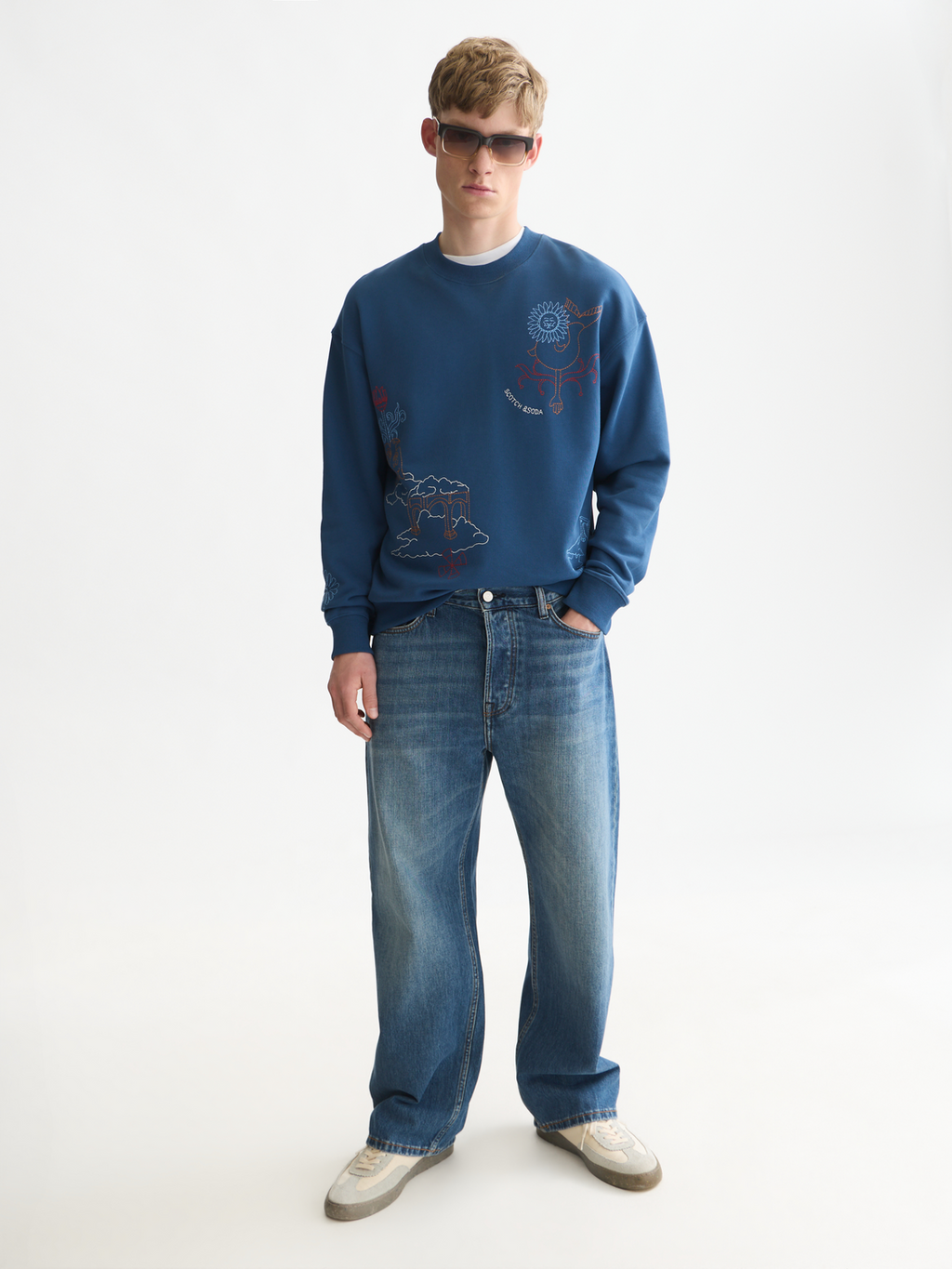 Embroidered Artwork Cotton Relaxed Sweatshirt