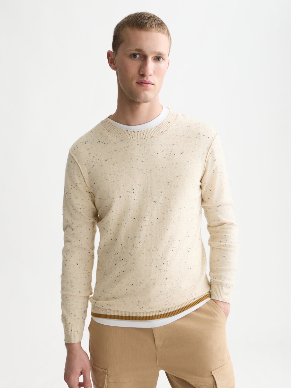 Speckled Wool-Blend Pullover