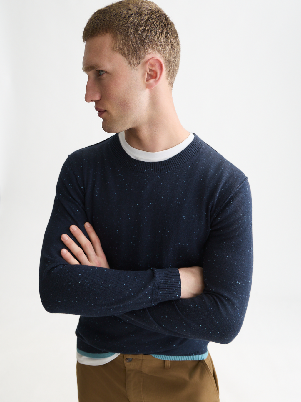 Speckled Wool-Blend Pullover