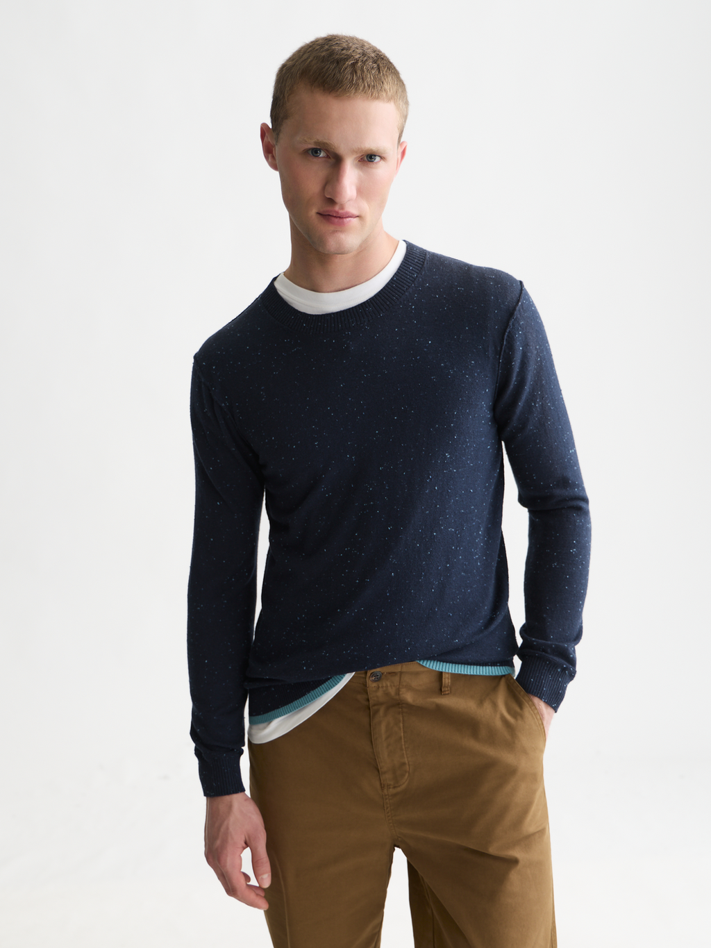 Speckled Wool-Blend Pullover