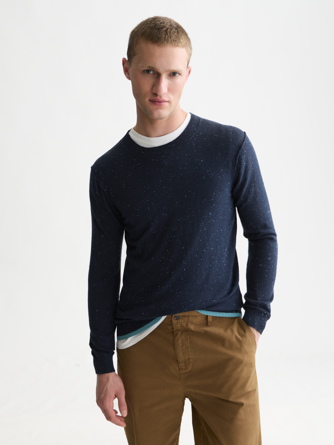 Speckled Wool-Blend Pullover