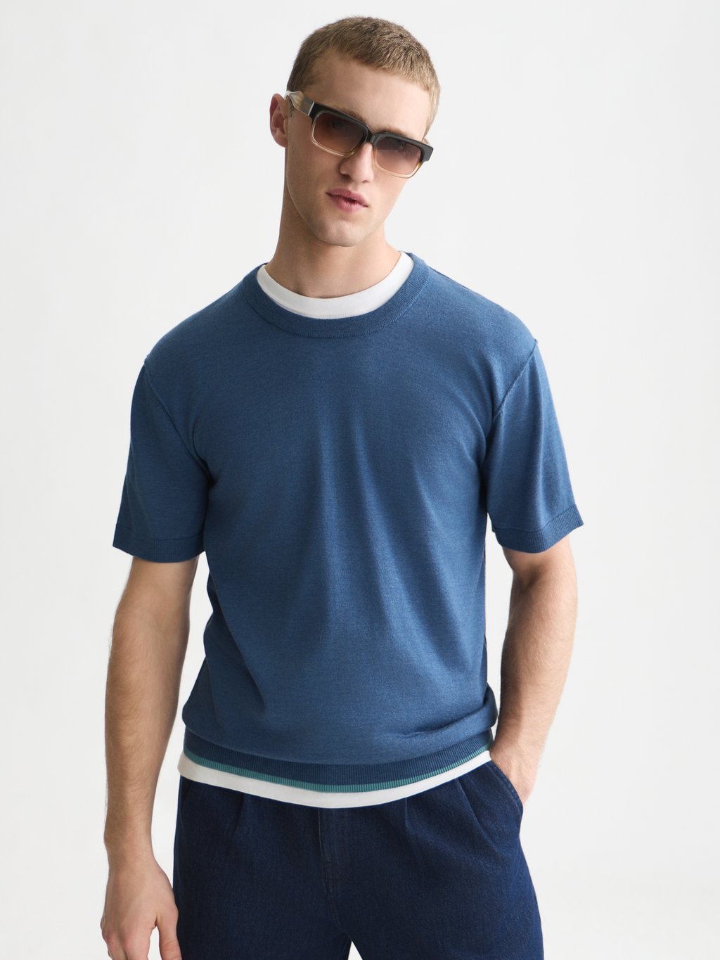 Knitted Wool-Blend Relaxed T-Shirt