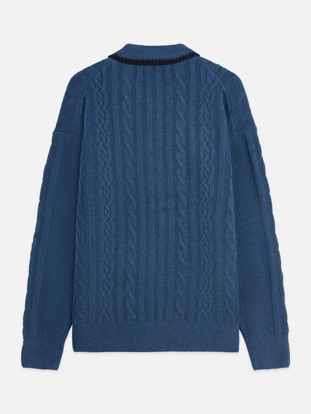 Soft Cable-Knit Wool-Blend Polo Pullover