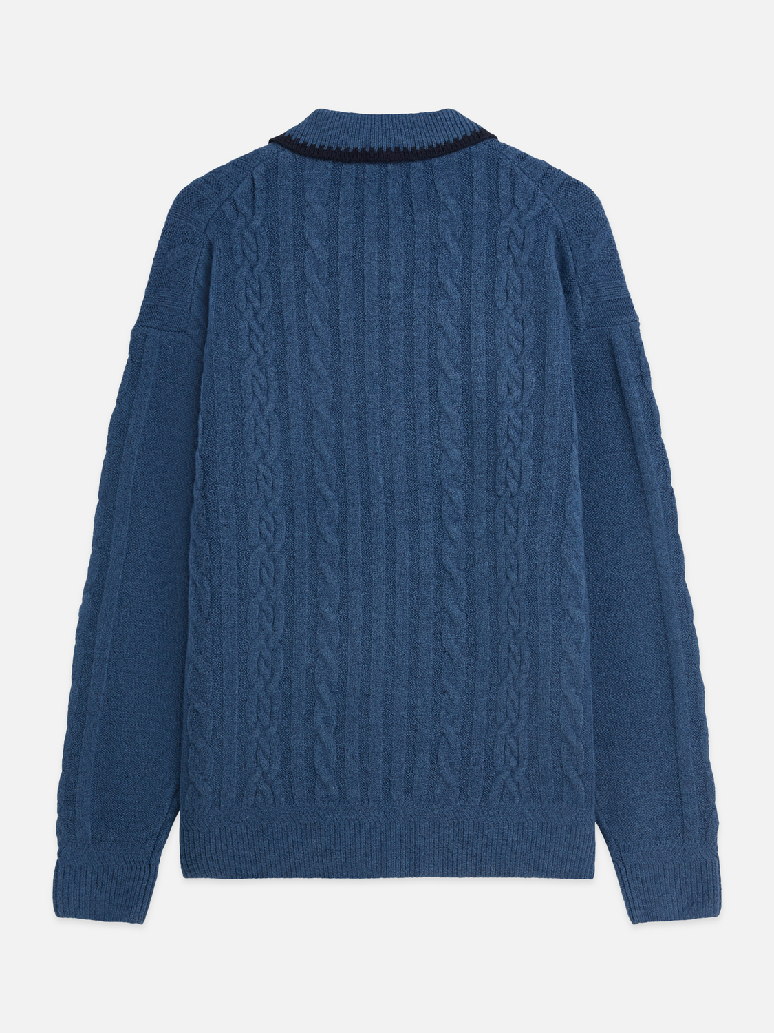 Soft Cable-Knit Wool-Blend Polo Pullover