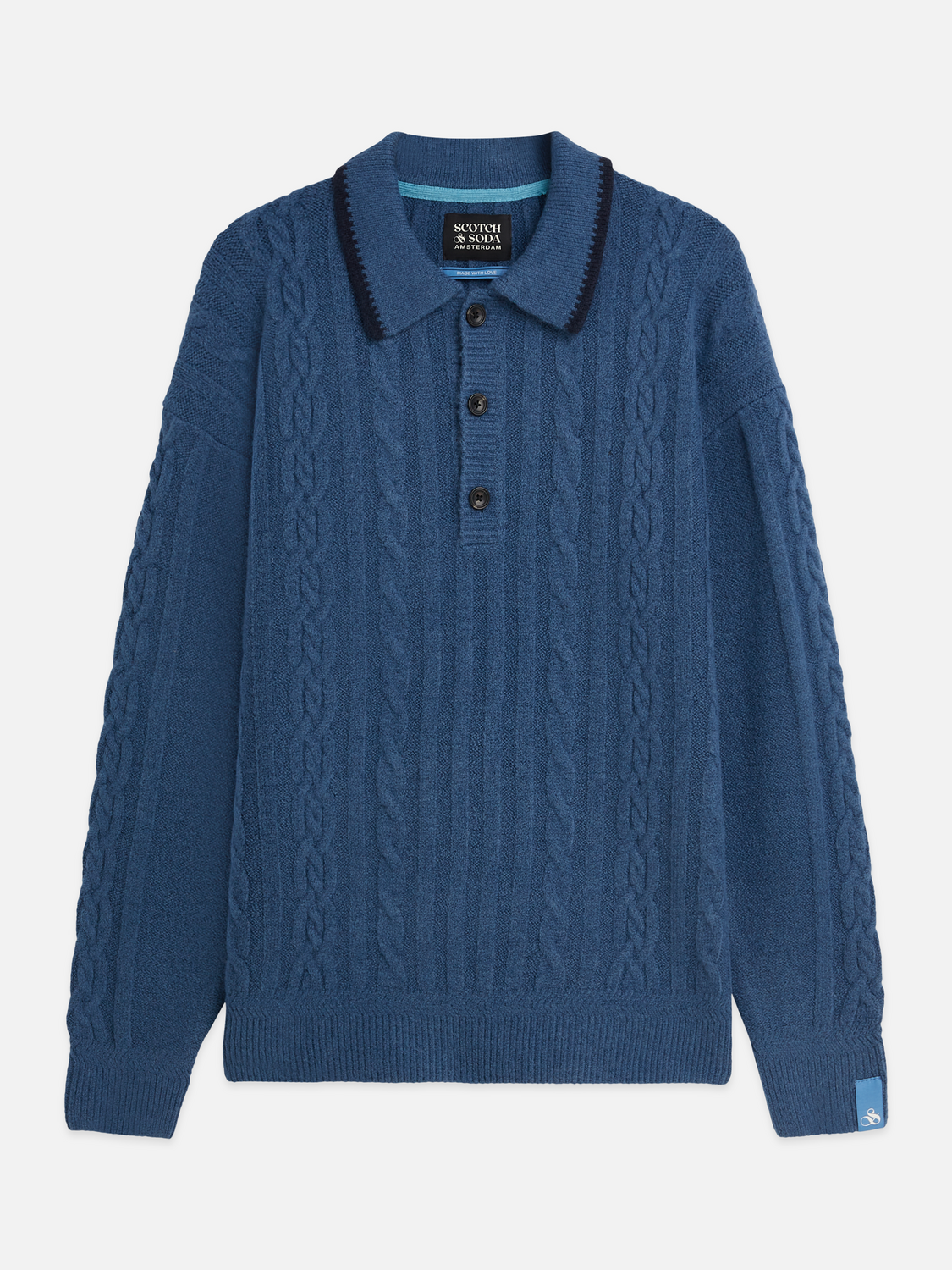 Soft Cable-Knit Wool-Blend Polo Pullover