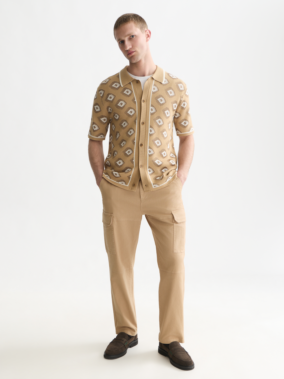 Jacquard Cotton-Blend Short-Sleeve Shirt