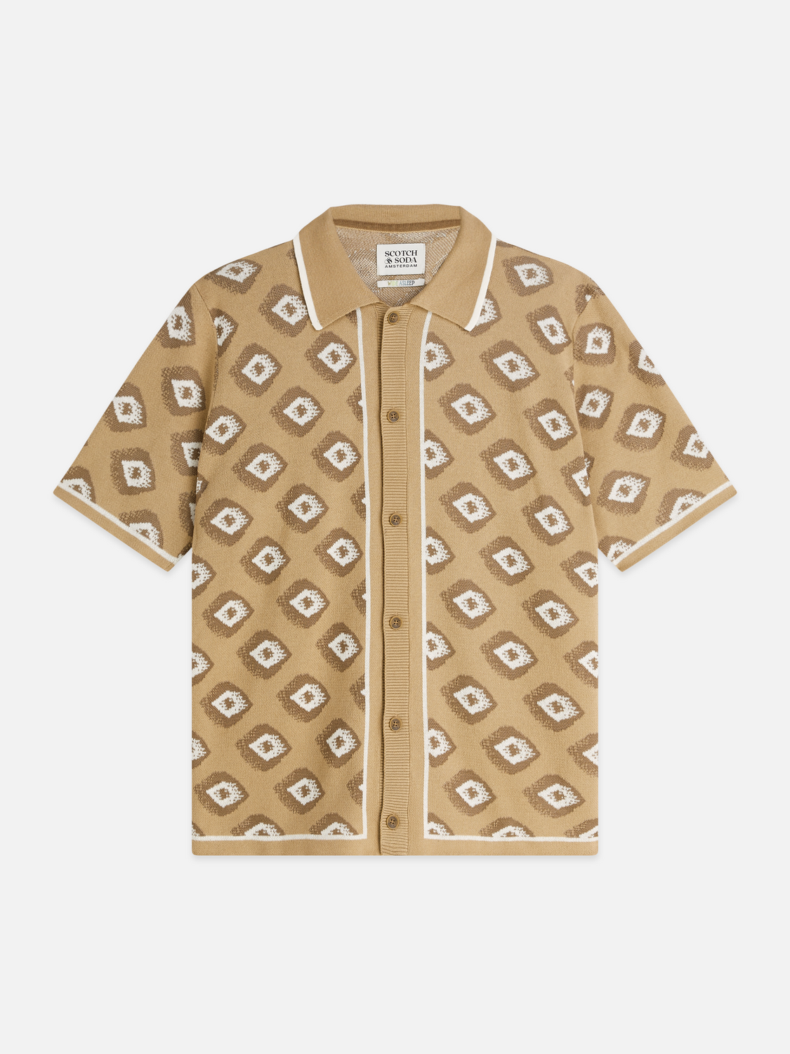 Jacquard Cotton-Blend Short-Sleeve Shirt