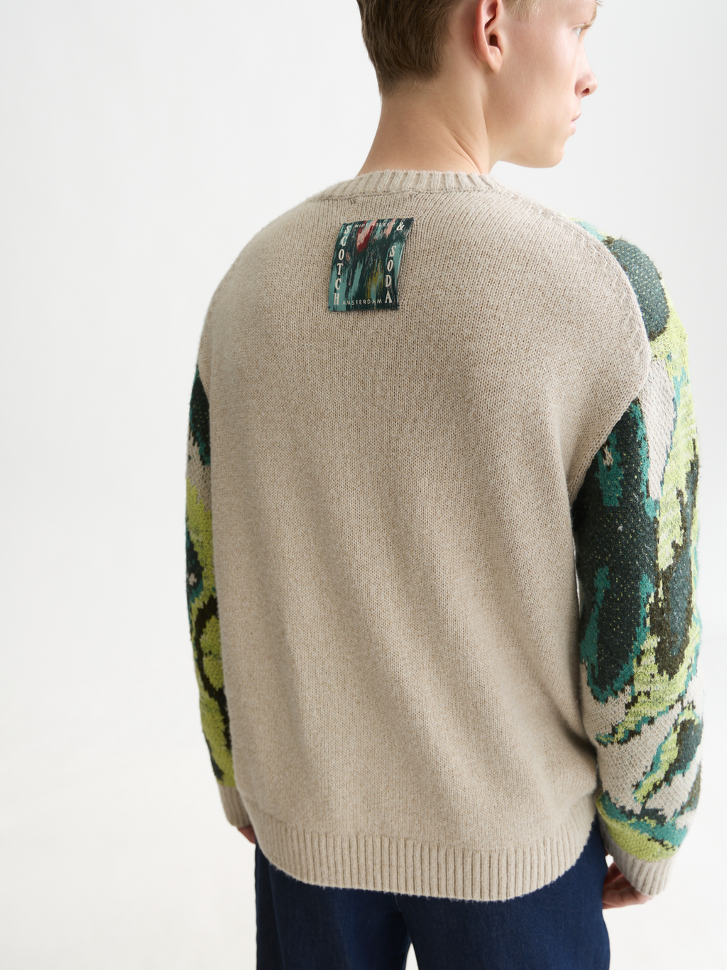Watercolor Cotton-Linen Loose Pullover