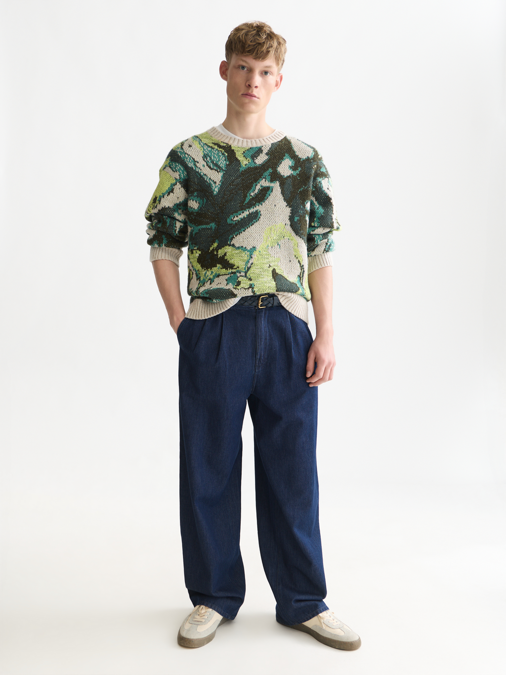 Watercolor Cotton-Linen Loose Pullover