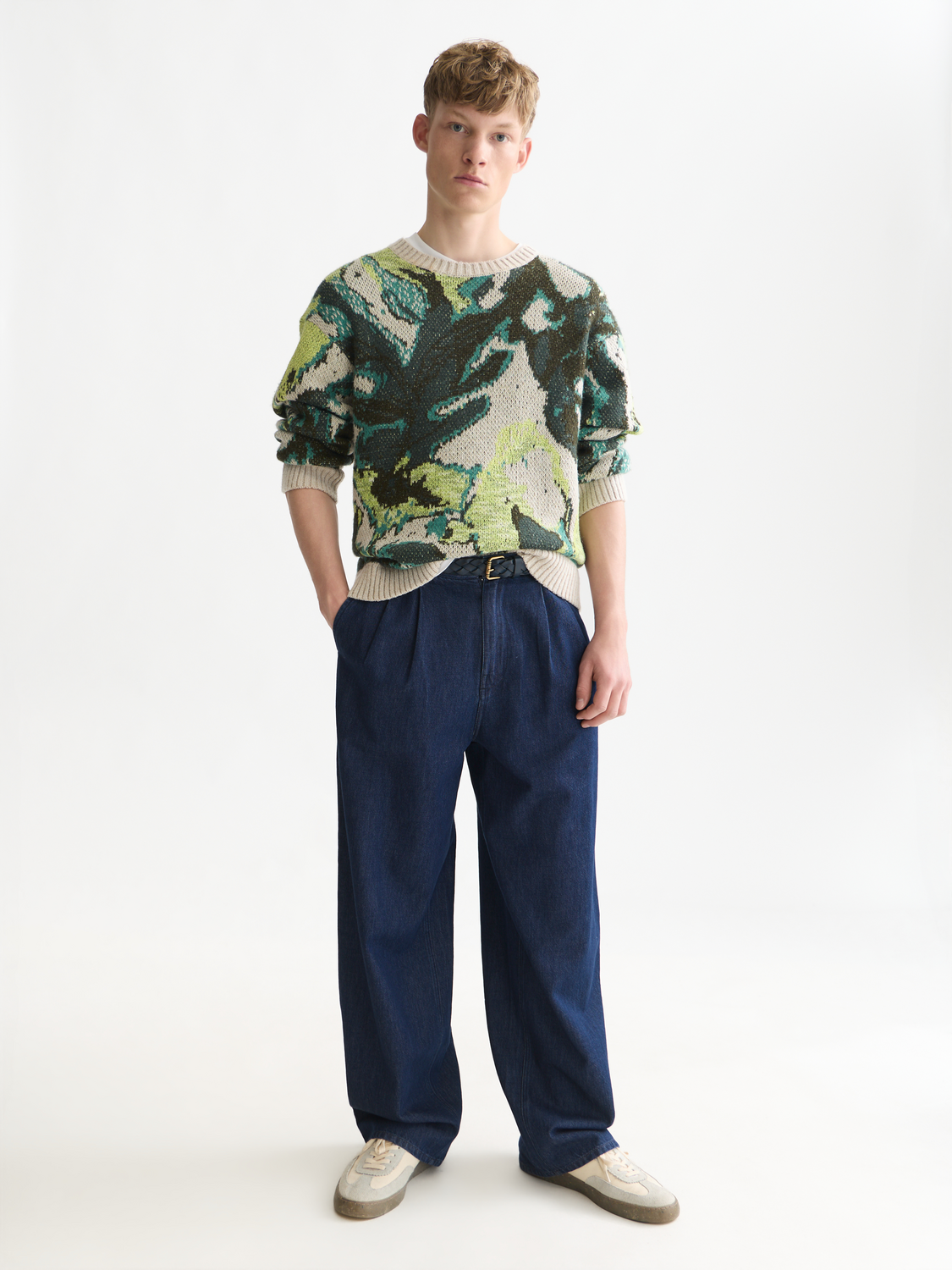 Watercolor Cotton-Linen Loose Pullover
