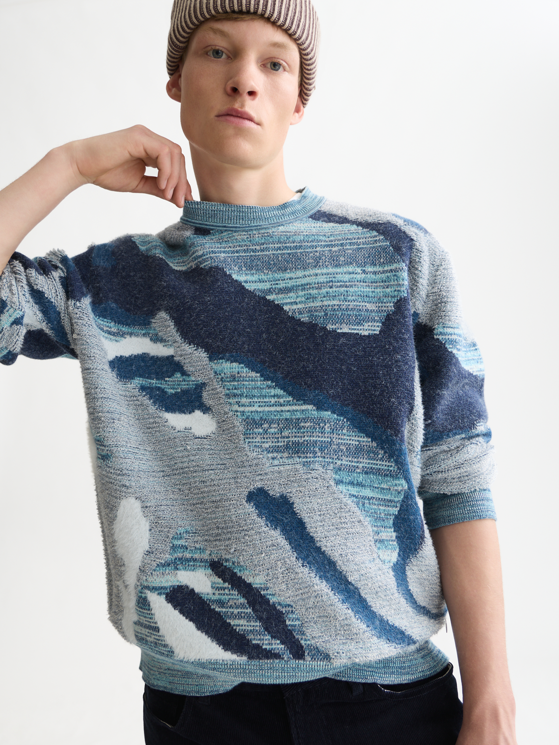 Jacquard Cotton Loose Pullover
