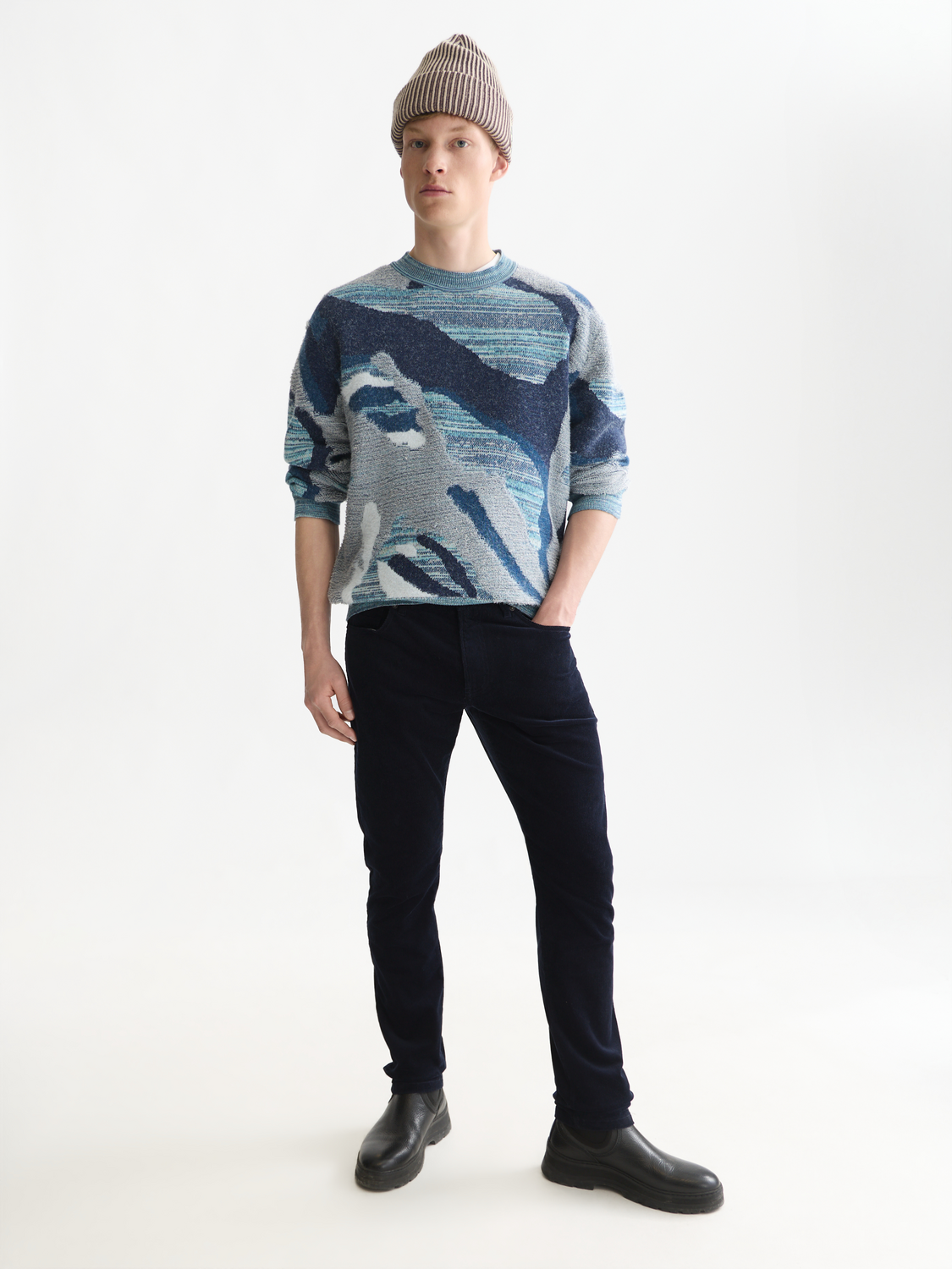 Jacquard Cotton Loose Pullover