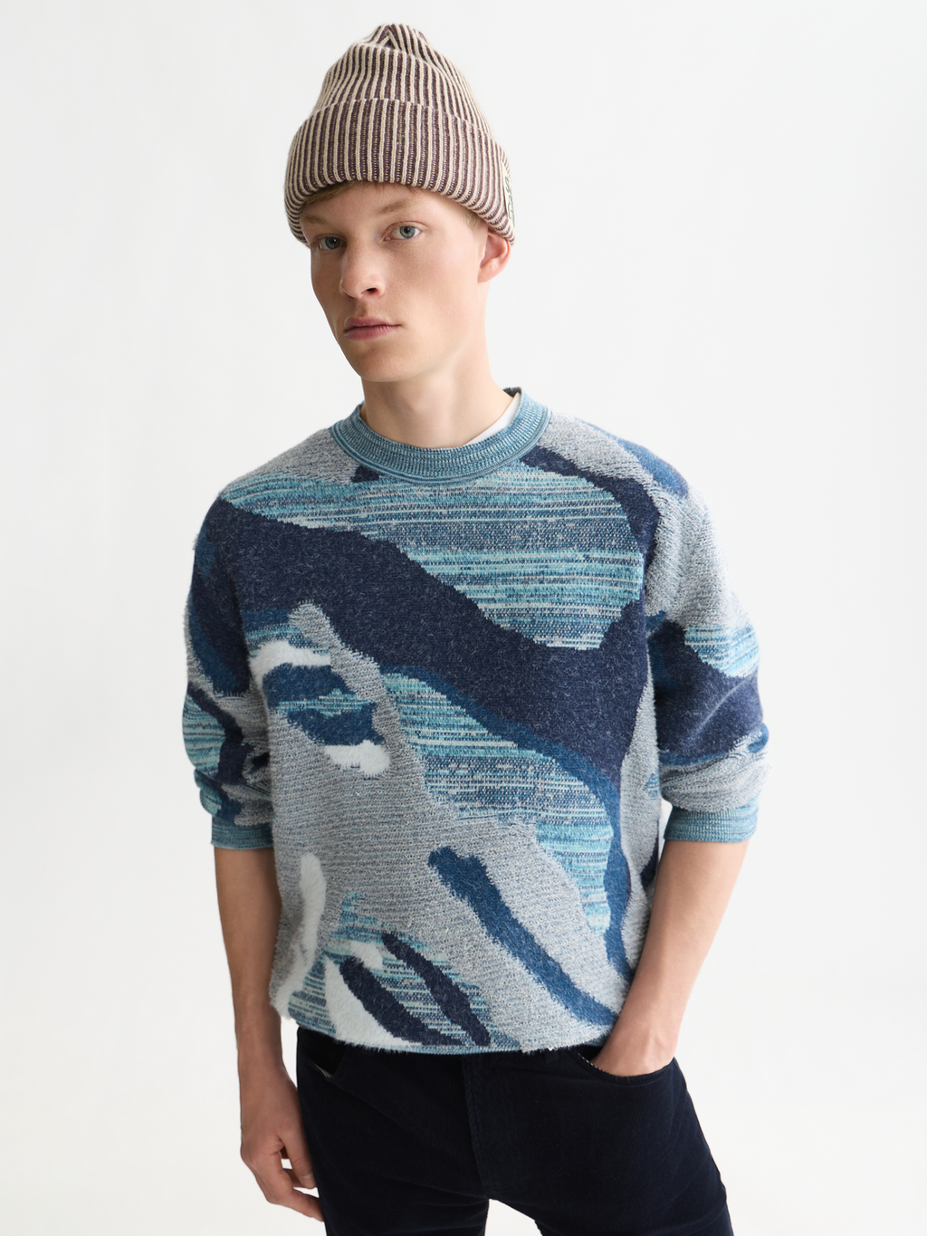 Jacquard Cotton Loose Pullover