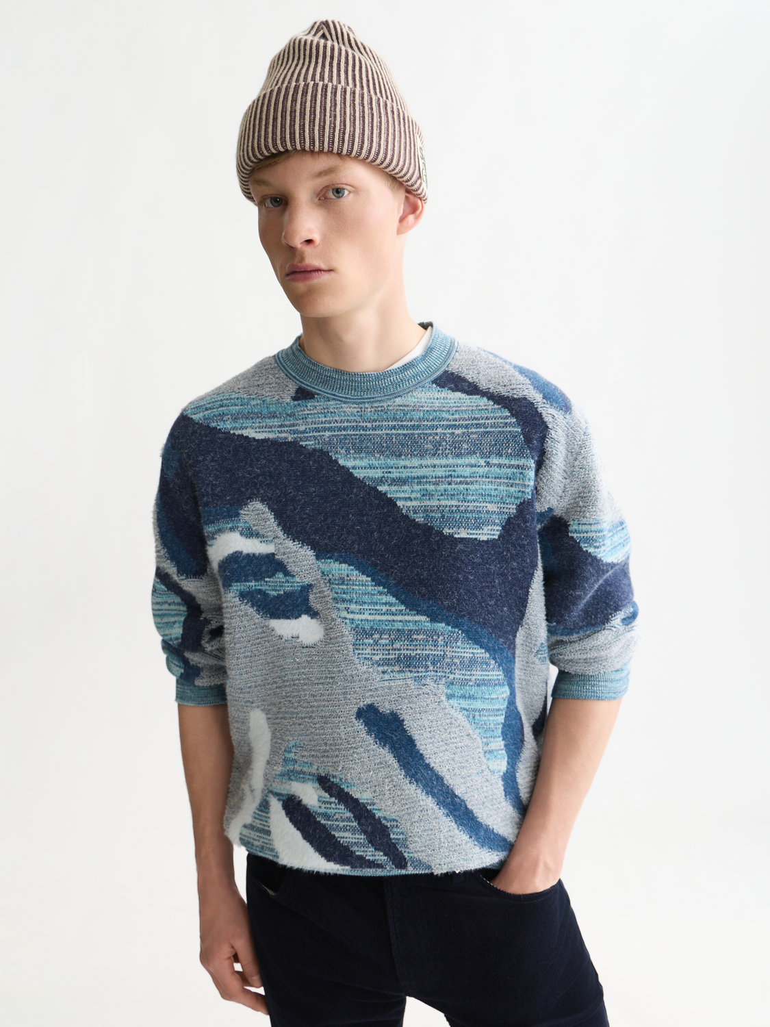 Jacquard Cotton Loose Pullover