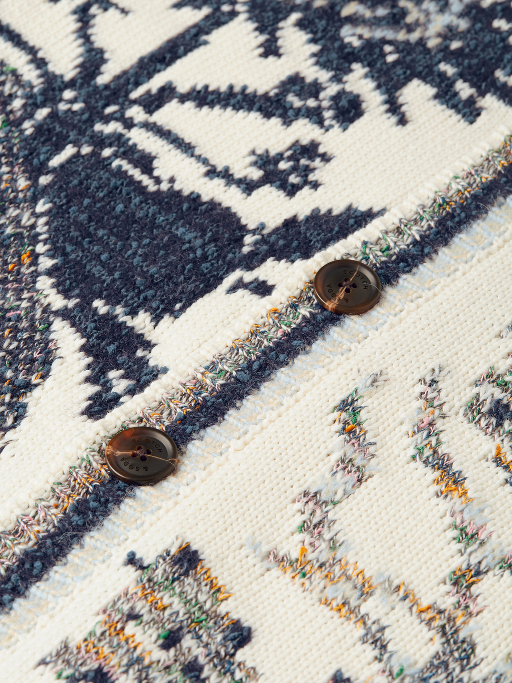 Intarsia Cotton-Blend Dropped Shoulder Cardigan