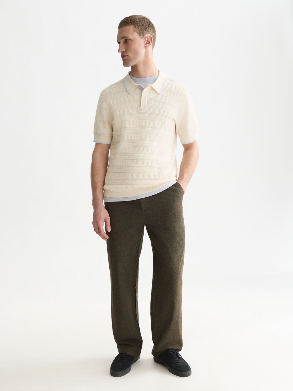 Structured knitted polo