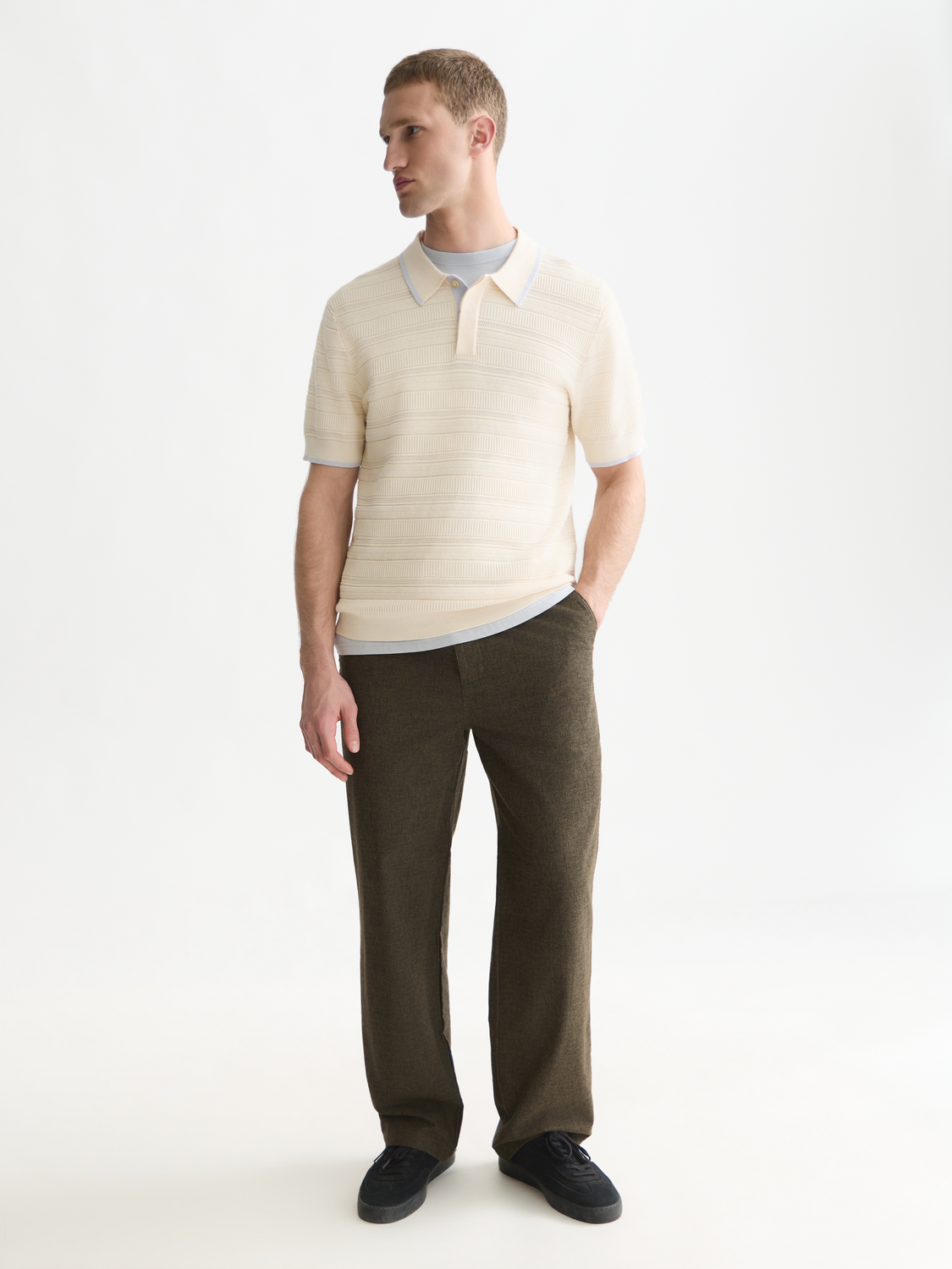 Structured knitted polo