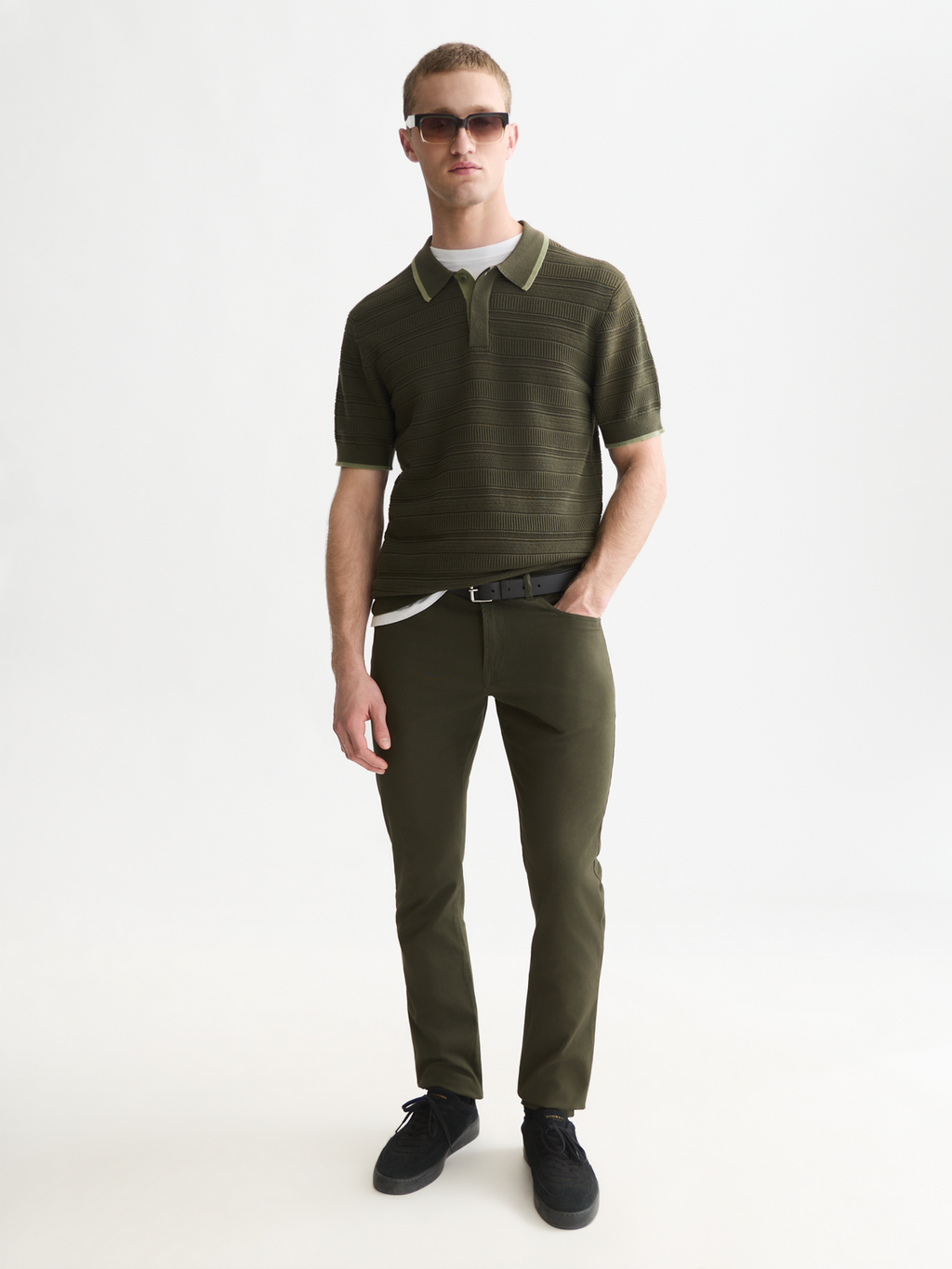 Structured knitted polo
