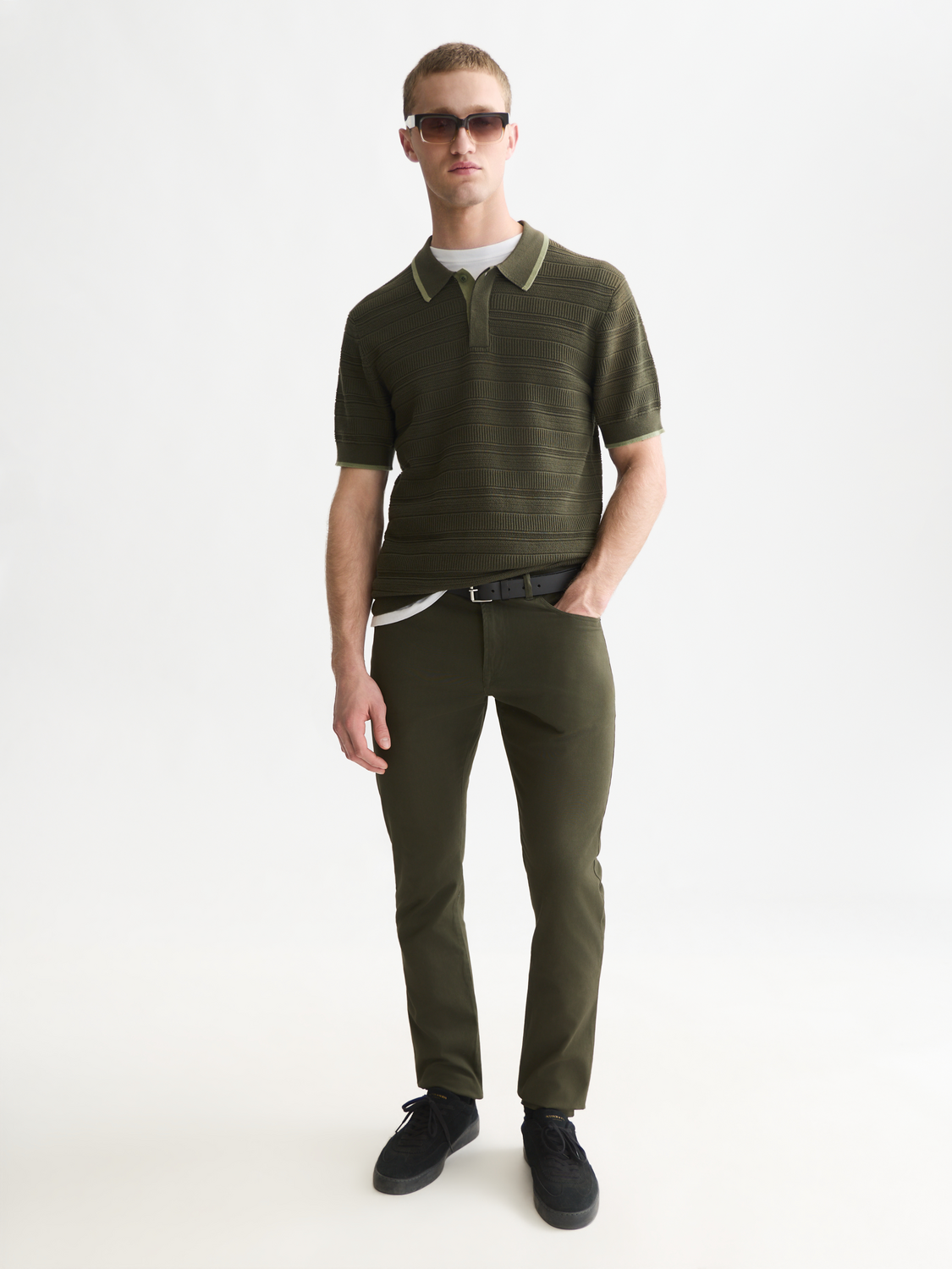 Structured knitted polo