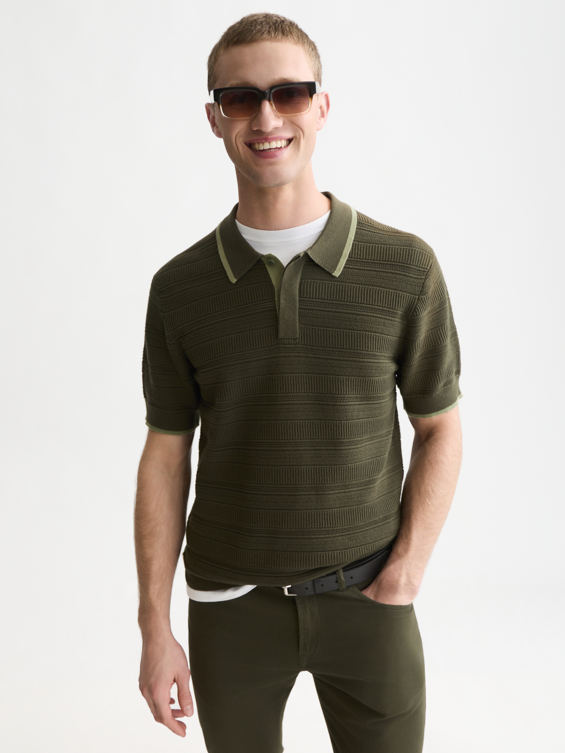 Structured knitted polo