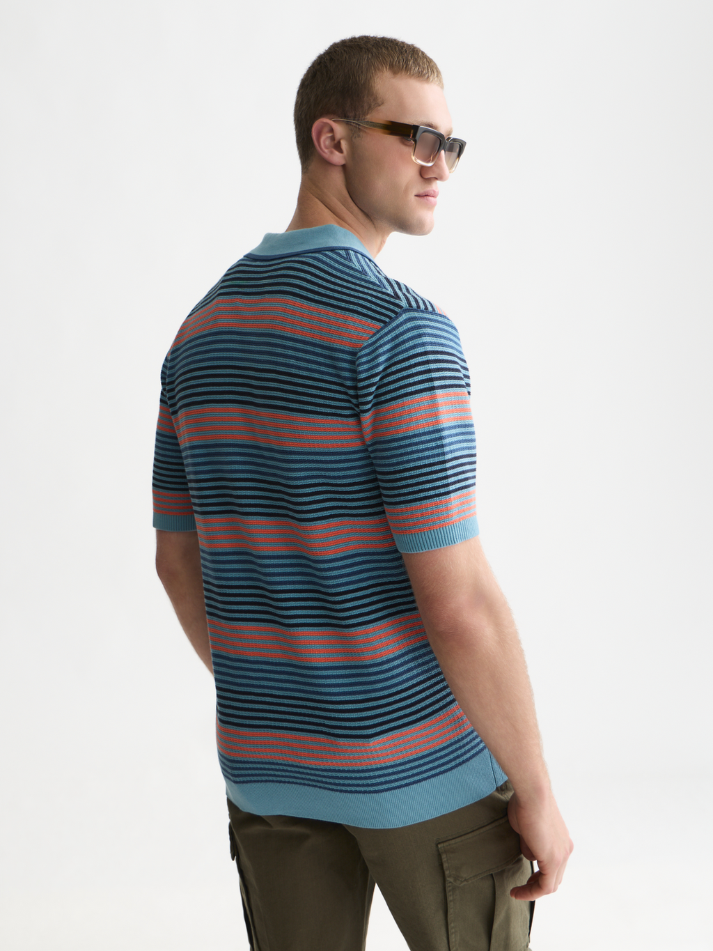Textured Striped Cotton Polo