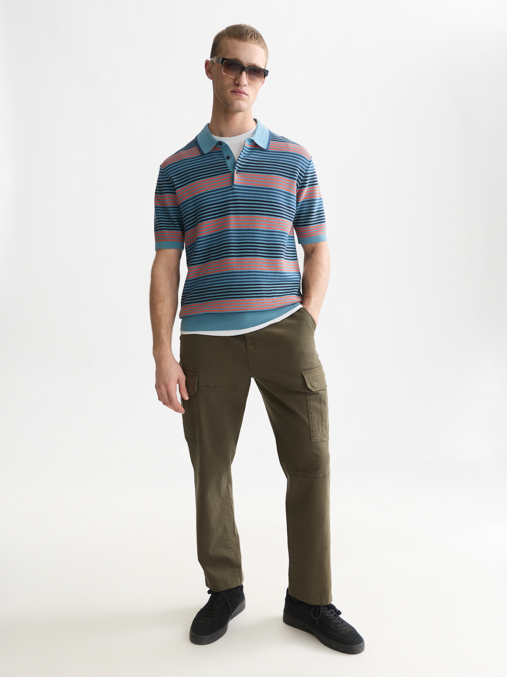 Textured Striped Cotton Polo