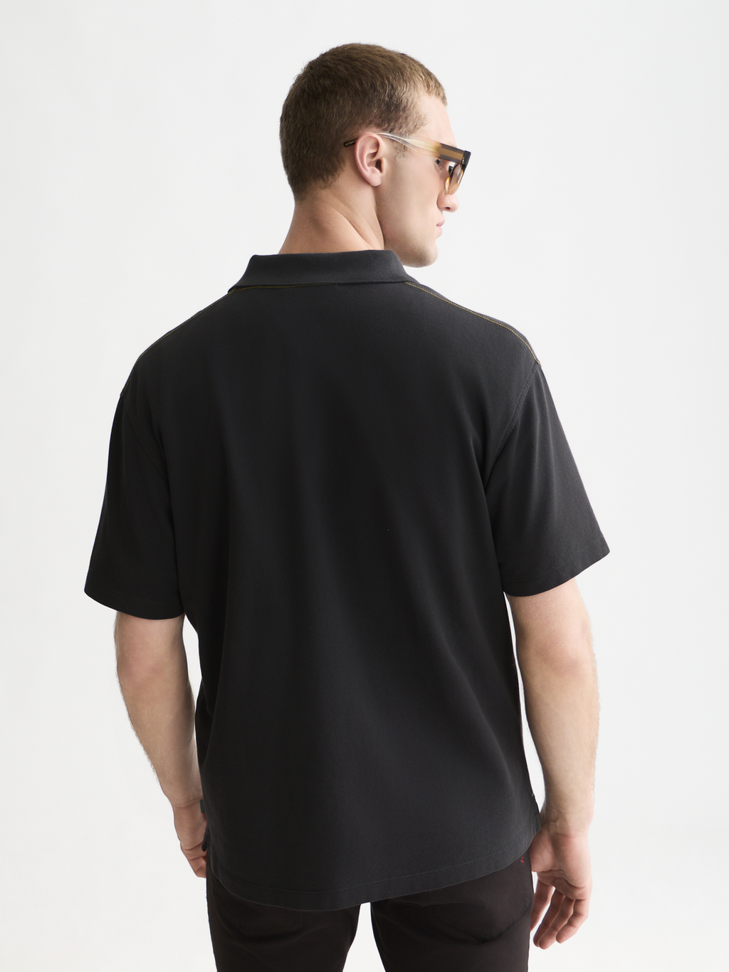 Pique relaxed garment-dyed polo