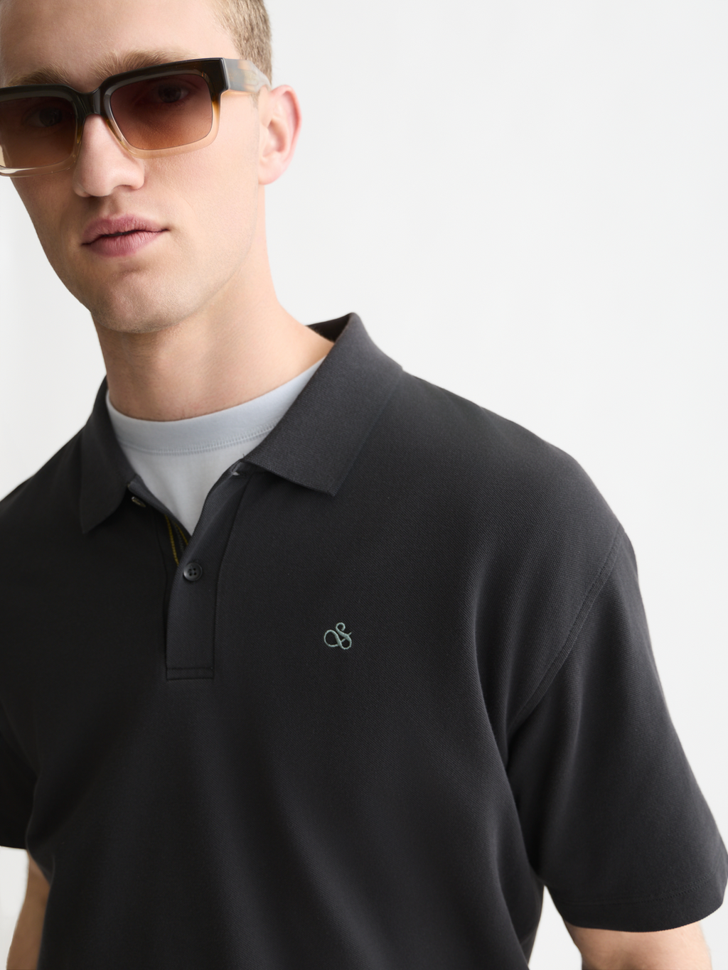 Pique relaxed garment-dyed polo