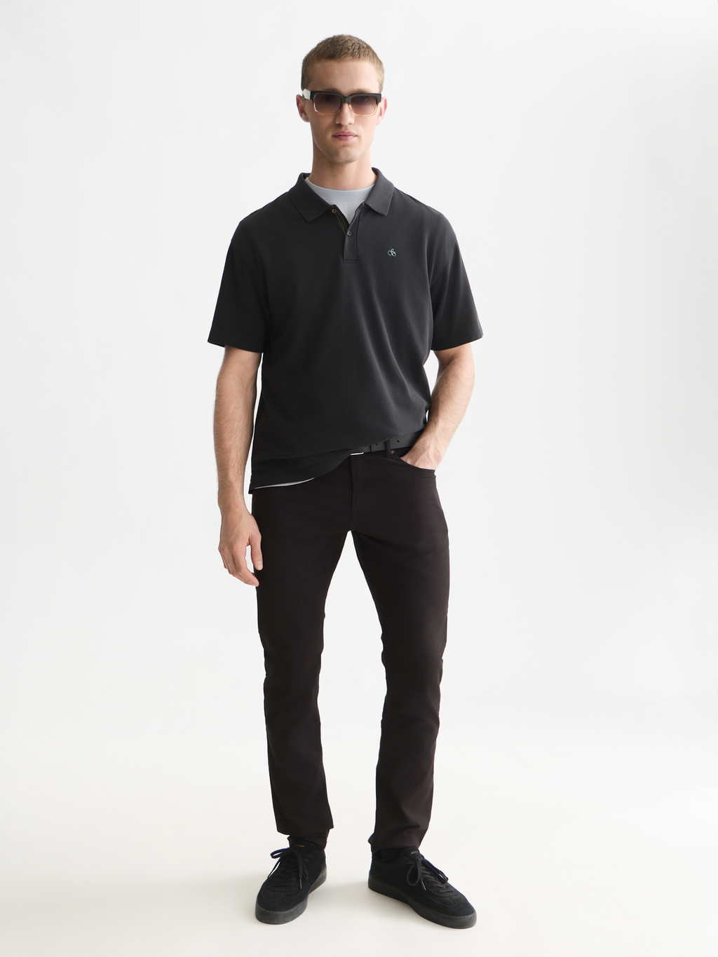 Pique relaxed garment-dyed polo