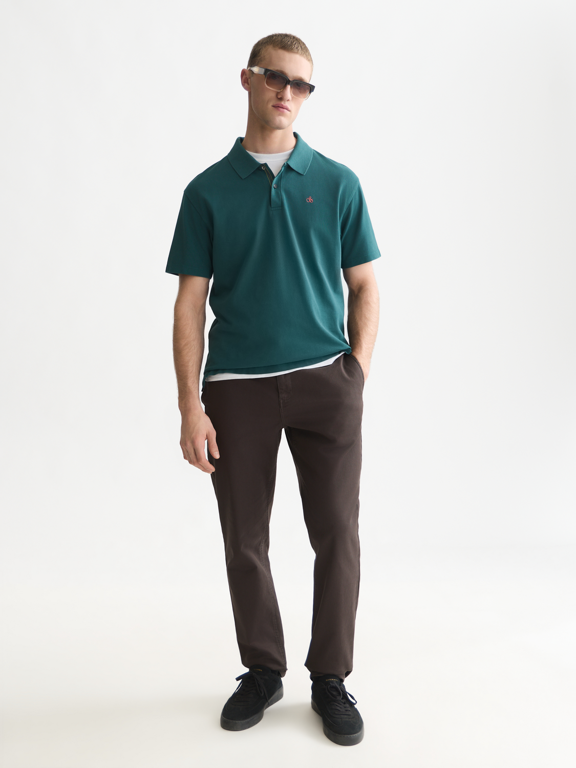 Pique relaxed garment-dyed polo