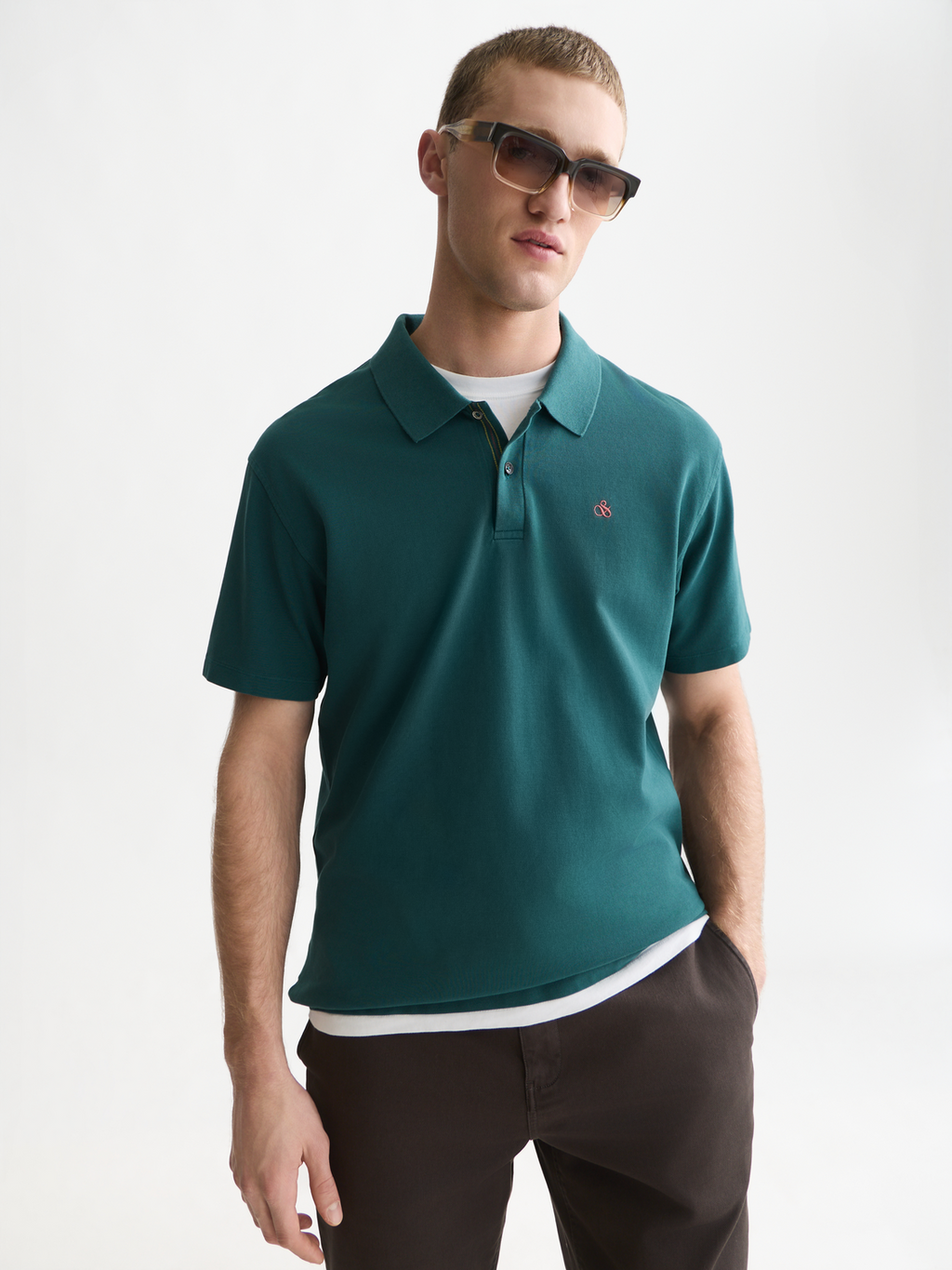 Pique relaxed garment-dyed polo