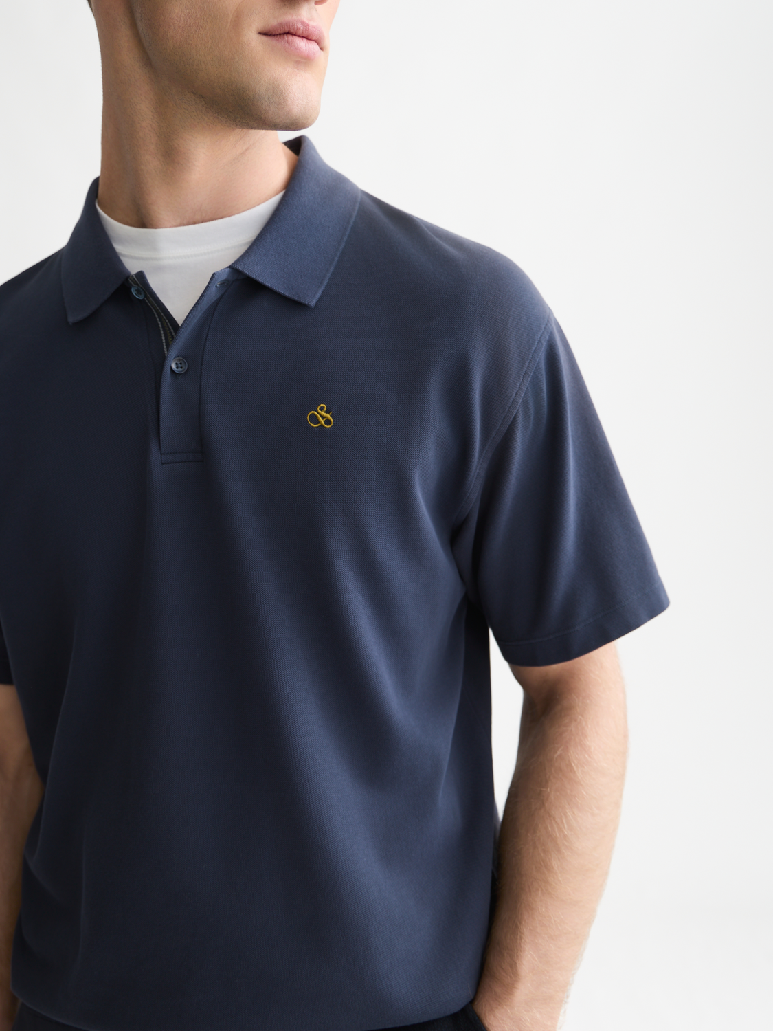 Pique relaxed garment-dyed polo
