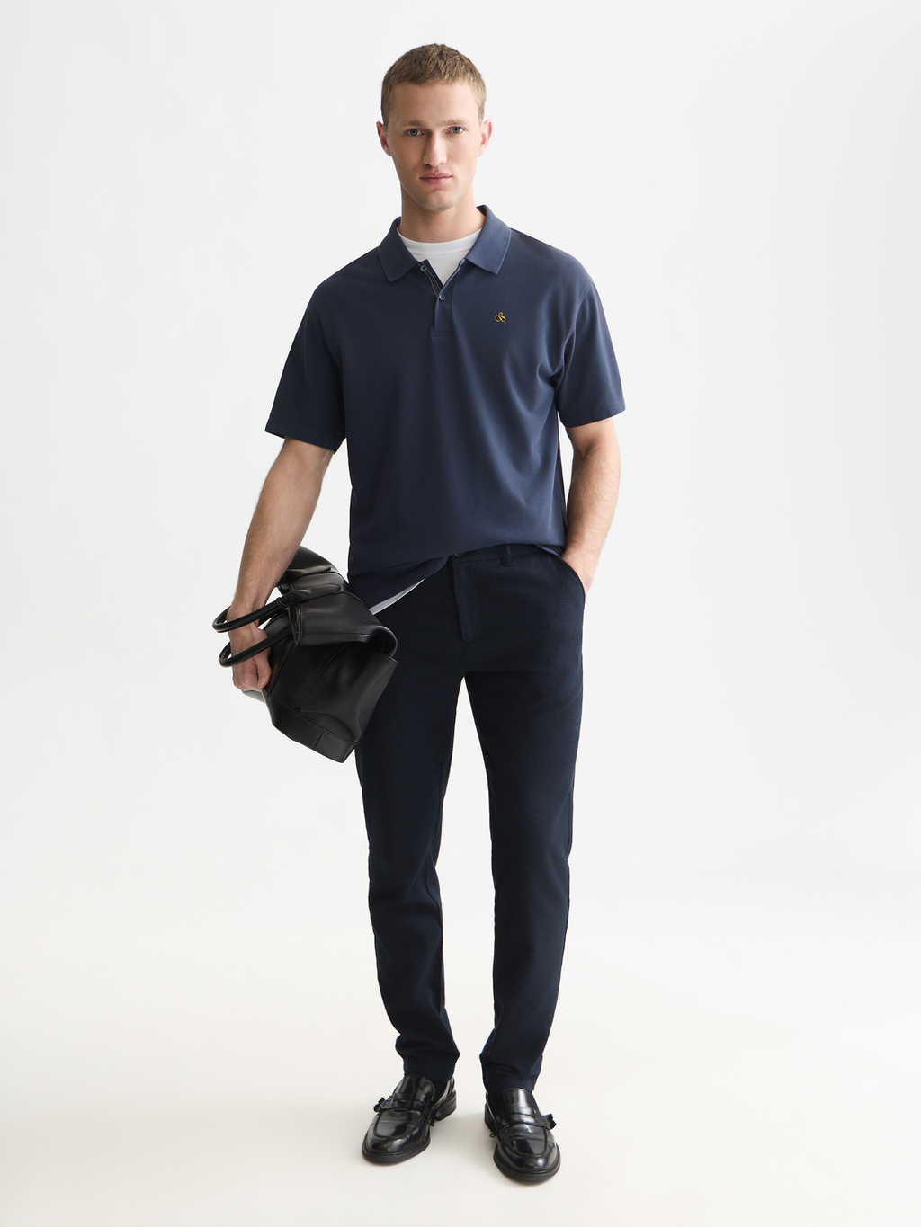 Pique relaxed garment-dyed polo