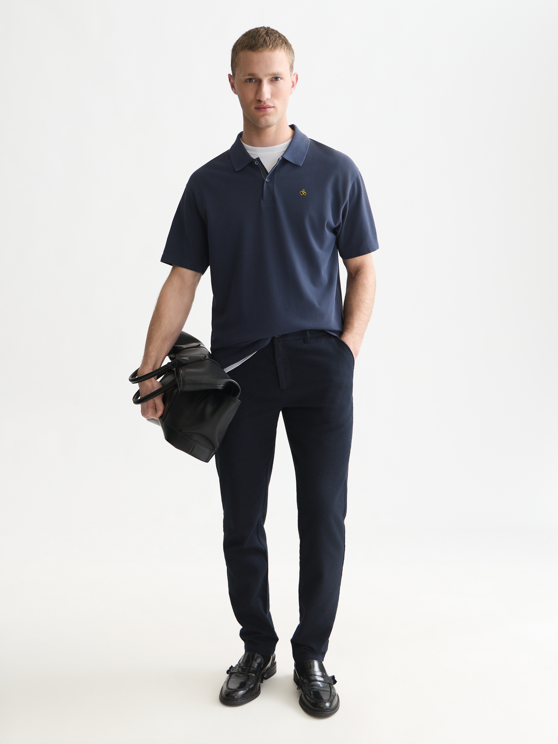 Pique relaxed garment-dyed polo