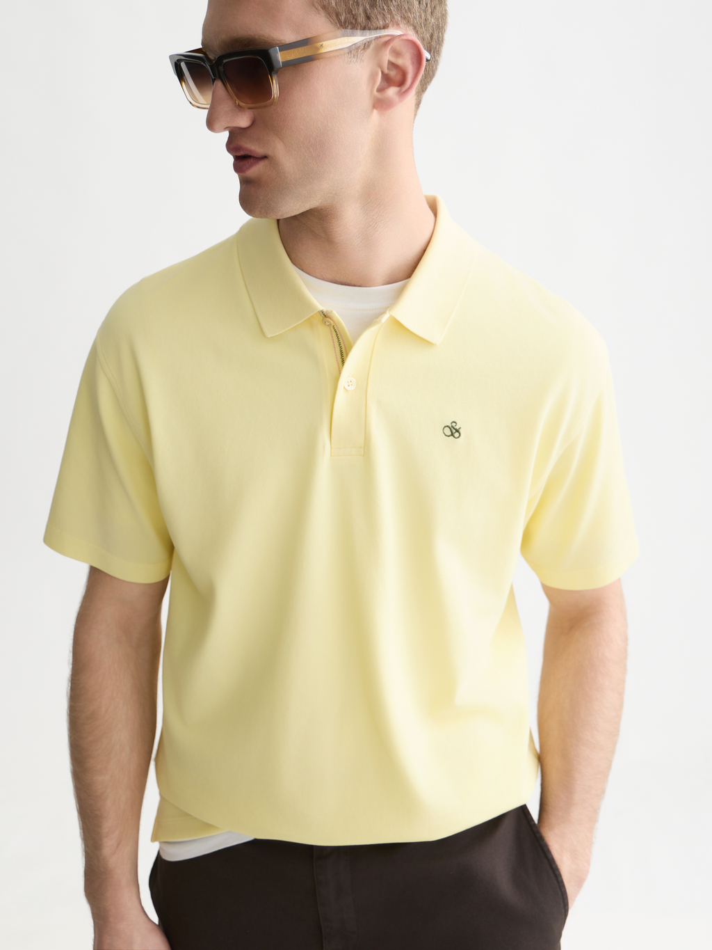 Pique relaxed garment-dyed polo