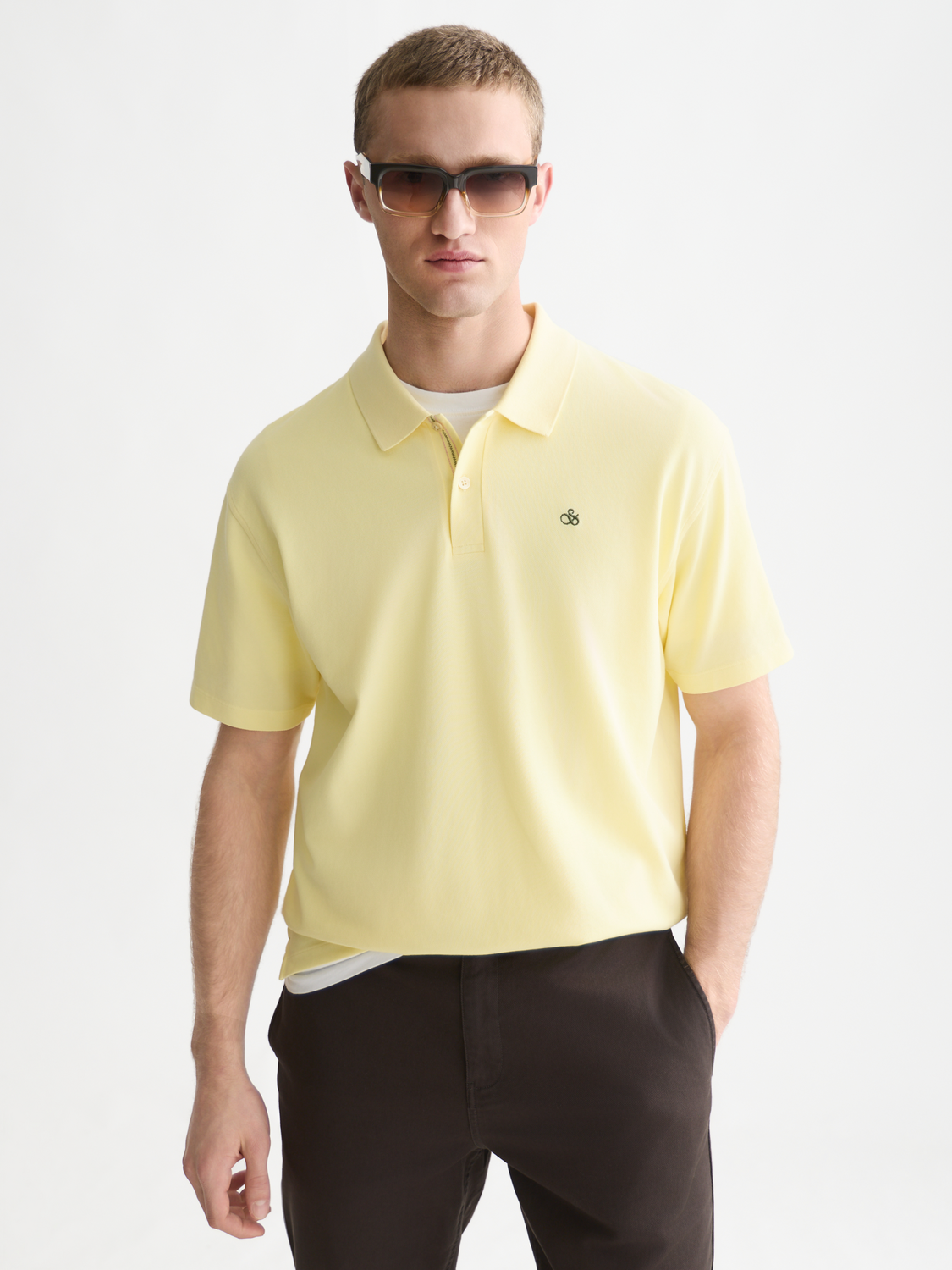 Pique relaxed garment-dyed polo
