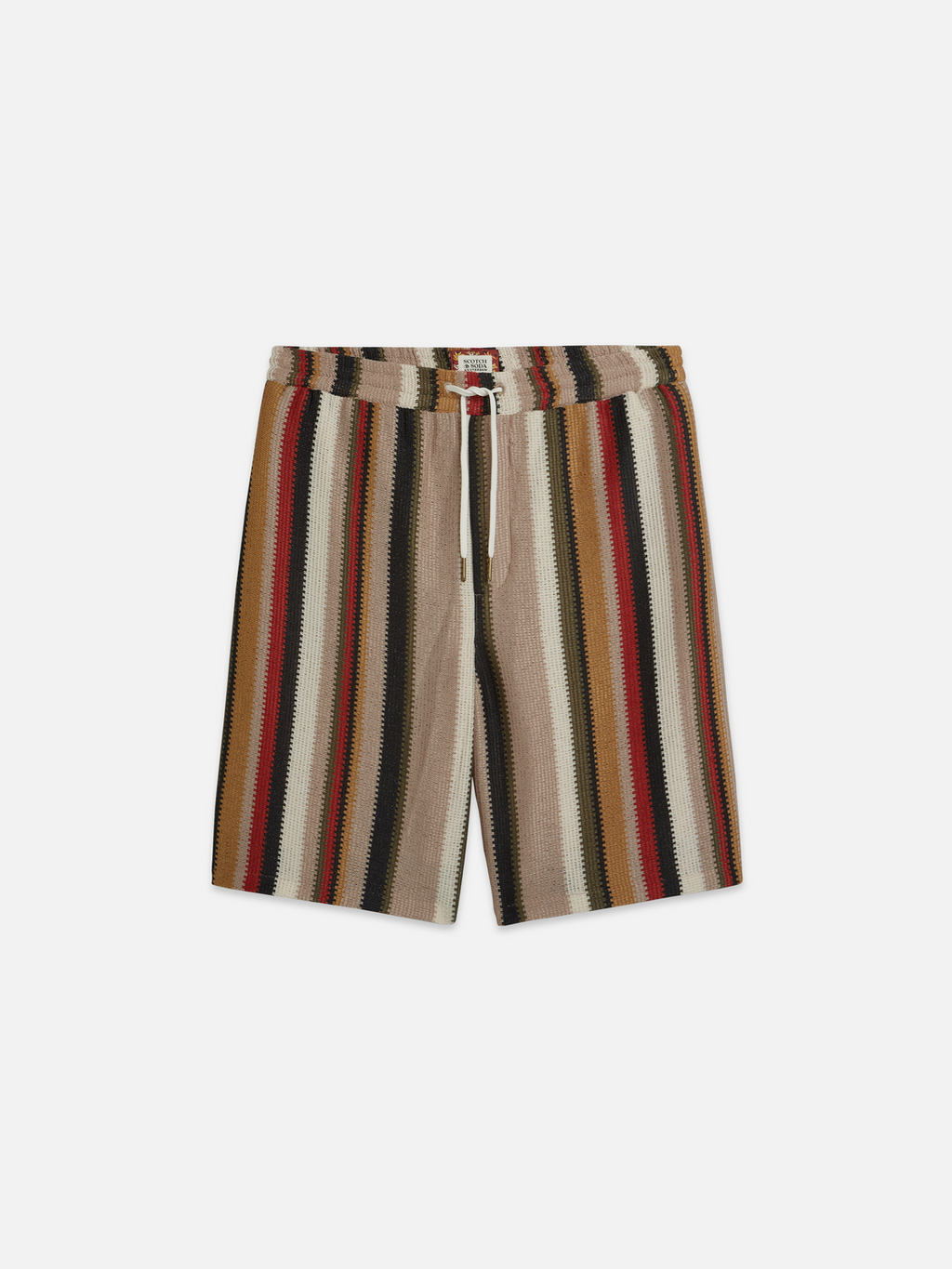 Crochet multicolor stripe relaxed bermuda shorts