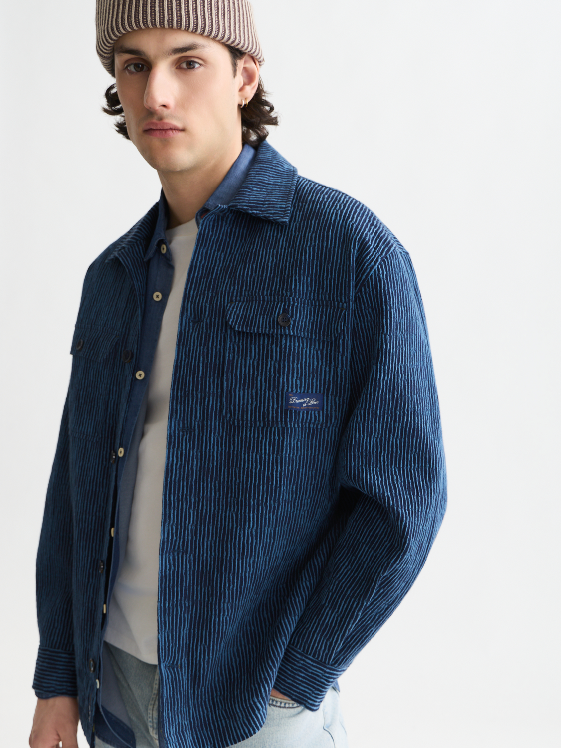 Jacquard stripe overshirt