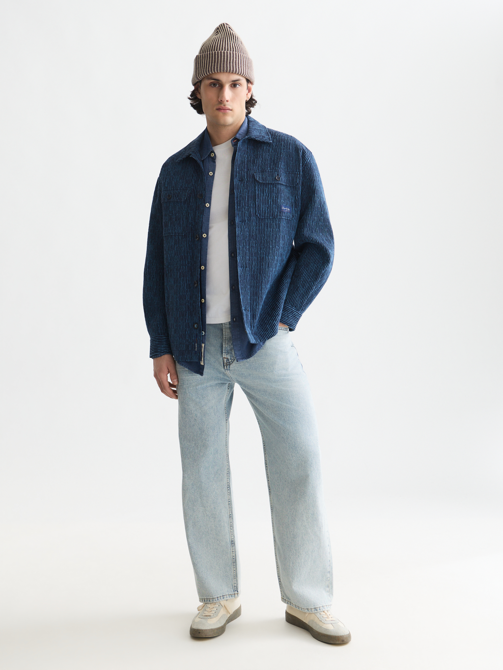 Jacquard stripe overshirt