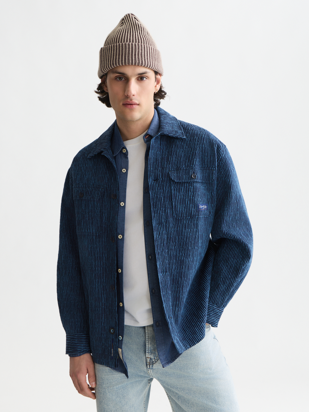 Jacquard stripe overshirt