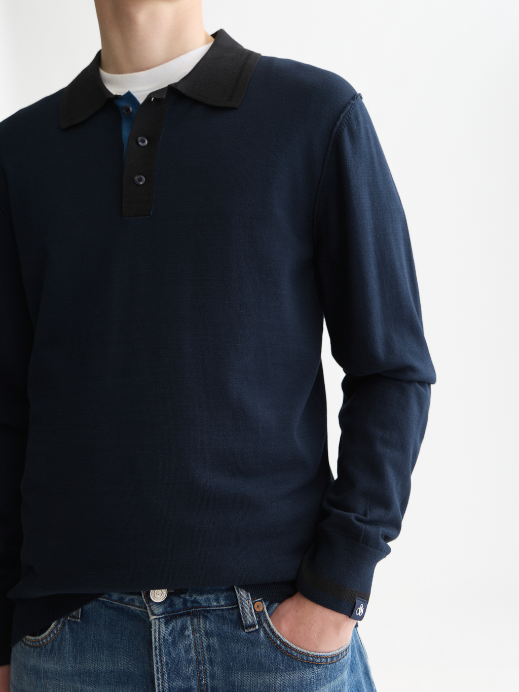 Viscose-Blend Long-Sleeve Polo