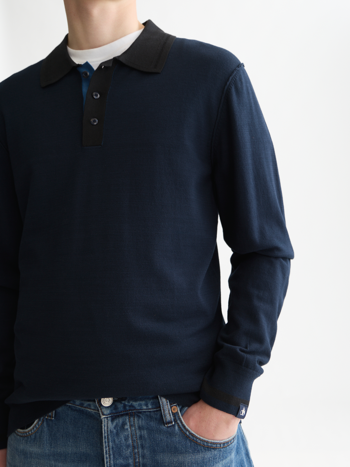 Viscose-Blend Long-Sleeve Polo