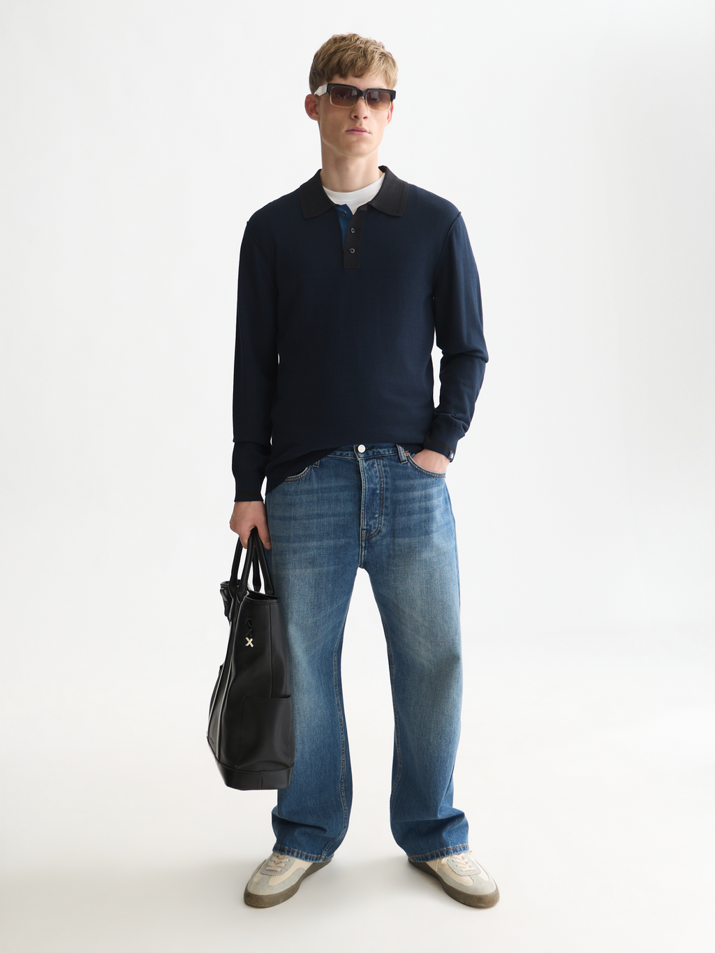 Viscose-Blend Long-Sleeve Polo