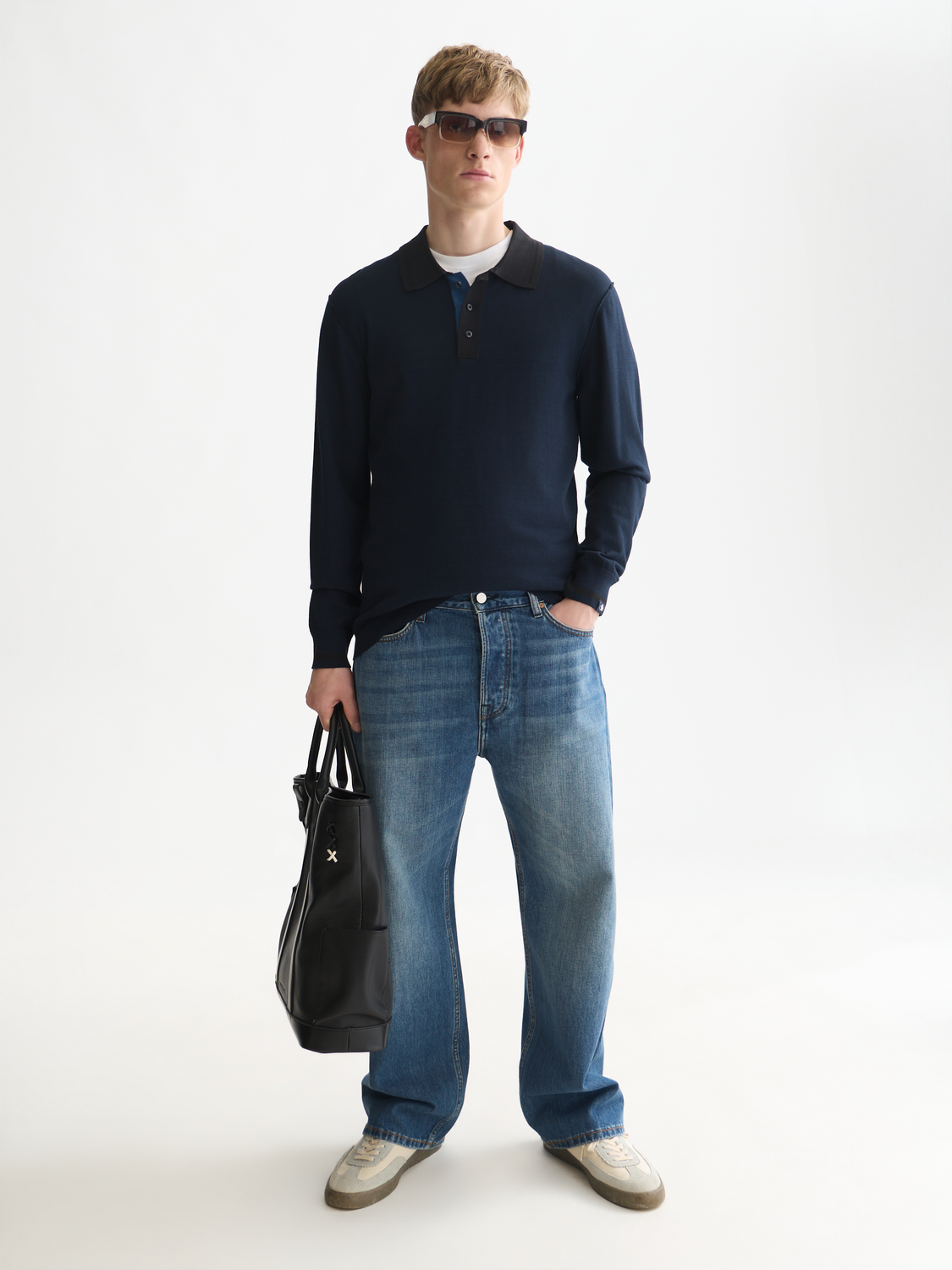 Viscose-Blend Long-Sleeve Polo